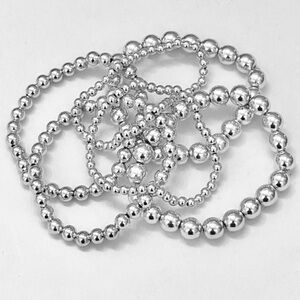 Hand Crafted Sterling Silver Beaded Bracelet Stack